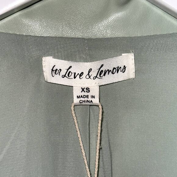 NWT For Love & Lemons Mint Green Oversized Faux Leather Blazer Jacket Size XS - Picture 8 of 11
